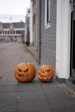 Evil Halloween Pumpkins On Dutch Street