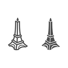 Poster - Chocolate Eiffel Tower line and solid icon, Chocolate festival concept, Chocolate monument sign on white background, sweet Eiffel tower candy icon in outline style for mobile and web. Vector graphics.