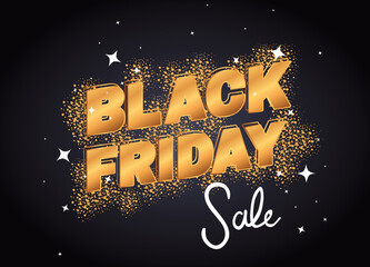 Canvas Print - black friday sale gold design, offer save and shopping theme Vector illustration