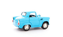 Model Of A Blue Car On White Background