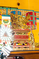 Wall Mural - Interior and decoration inside a Cao Dai Temple in Tay Ninh province, near ho chi minh city, Vietnam