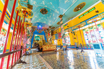 Wall Mural - Interior and decoration inside a Cao Dai Temple in Tay Ninh province, near ho chi minh city, Vietnam