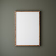 © artjafara - Mock up poster frame close up on wall painted dark green color, 3d render