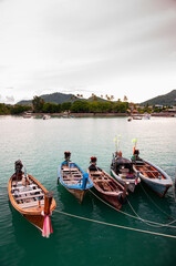 Wall Mural - Thailand longtail fishing boat at Chalong bay. Phuket