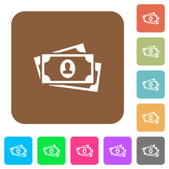 Poster - More banknotes with portrait rounded square flat icons