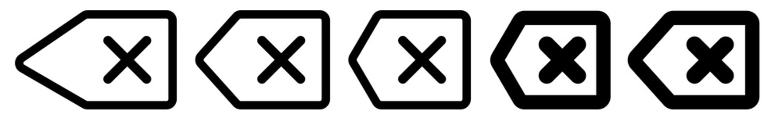 Wall Mural - delete arrow icon black | remove text arrows illustration | cancel symbol | button back logo | clear
