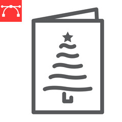 Aufkleber - Christmas greeting card line icon, merry christmas and invitation, greeting card sign vector graphics, editable stroke linear icon, eps 10.