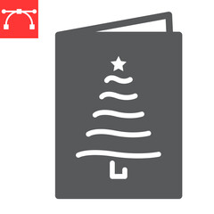 Aufkleber - Christmas greeting card glyph icon, merry christmas and invitation, greeting card sign vector graphics, editable stroke solid icon, eps 10.