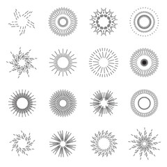 Starburst sunburst abstract explosion fireworks vector set