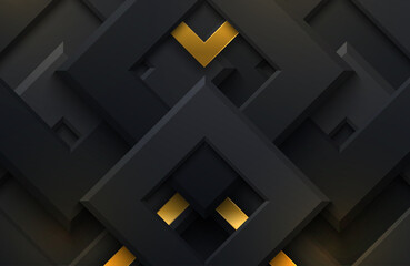 Wall Mural - Luxury black and gold abstract geometric background