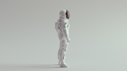 Wall Mural - White Ace Astronaut with Black Visor Side View 3d illustration