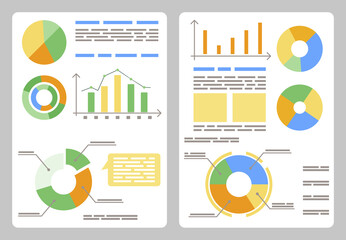Fototapete - Two boards with information on it. Captions, diagrams and graphics on template. Financial charts for business report or presentation. Business visualization. Vector illustration of analysis in flat