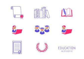 Poster - Education - vector icon set on white background.