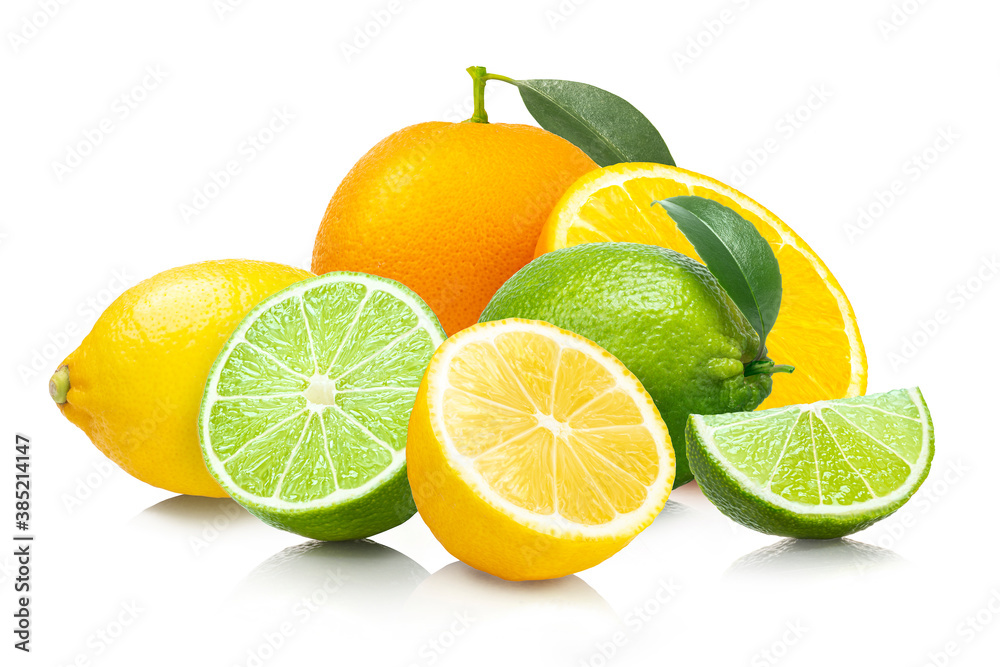 レモン、ライム、オレンジの柑橘系フルーツの集合 Stock Photo | Adobe