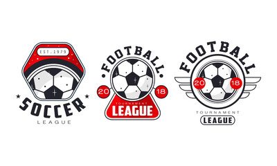 Wall Mural - Football and Soccer Badges or Labels Vector Set