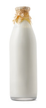 Glass Milk Bottle Isolated On White Background