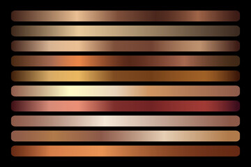 Wall Mural - bronze metallic gradient vector set