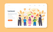 © inspiring.team - Teacher web banner or landing page. Profesor standing in front