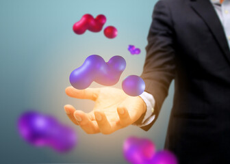 Wall Mural - futuristic organic liquid floating in hand. technology concept, 3d rendering