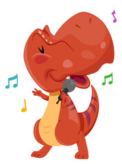 Sticker - Dinosaur Singing Microphone Illustration