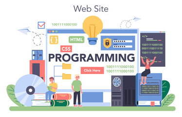 IT education online service or platform. Student write software