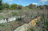 Fototapeta Kuchnia - Broken concrete.Abandoned huge Soviet milk farm remains. Kiev Region