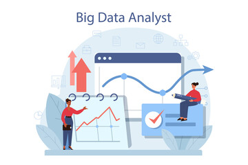 Poster - Business big data analysis and analytics concept. Chart and graph