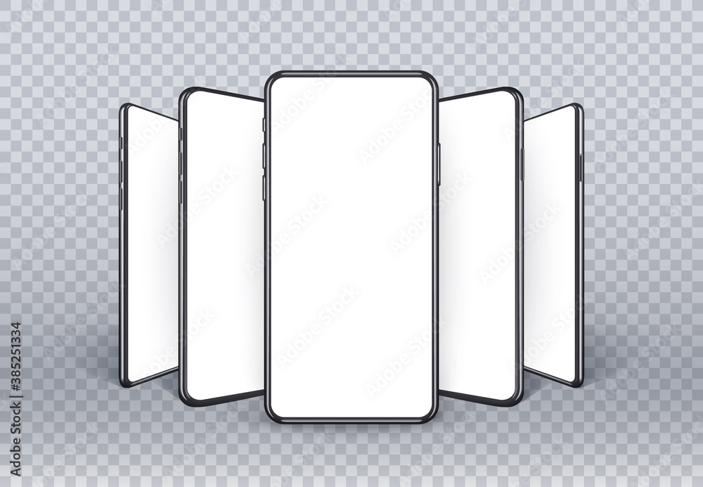 Realistic smartphone mockup, 3d mobile phone set with empty screen for ...