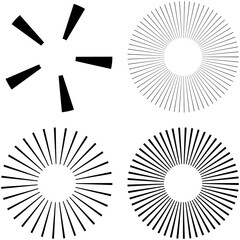 Aufkleber - Set of Circular radial, radiating lines, beams, rays. Geometric circle vector illustration. Cyclic loop concentric pattern