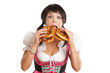 © drewsdesign - Frau isst Brezel