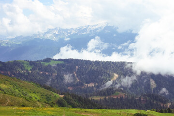 beautiful mountain landscape on a clear sunny day in summer