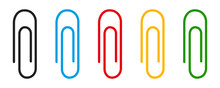 Paper Clip Icon Collection. Clinch Symbol. Vector Isolated Elements. Office Clip Set.