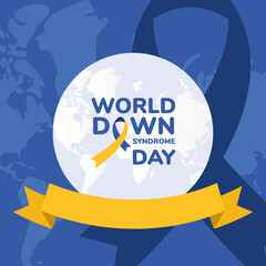 Wall Mural - world down syndrome day with ribbon vector design