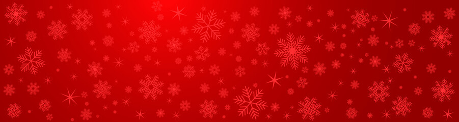 Poster - Christmas red background with snowflakes and stars. Vector illustration EPS 10