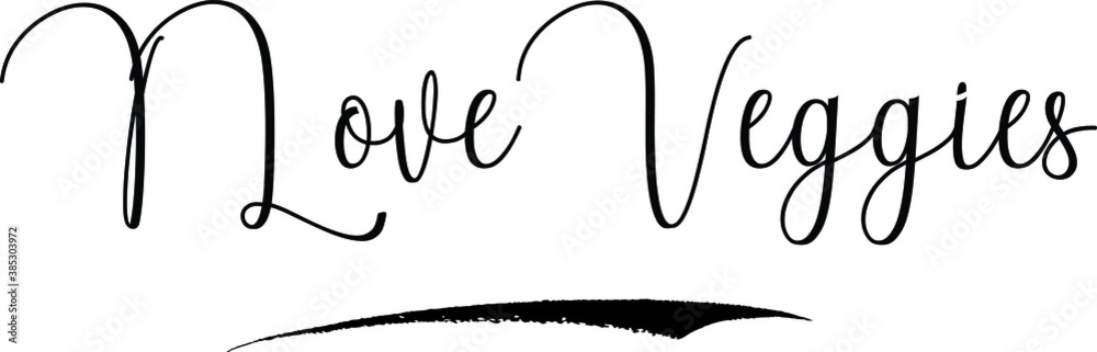 Foto Glasrückwände I Love Veggies Cursive Calligraphy Text ...