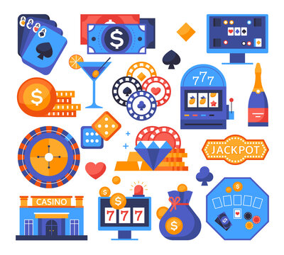 Gaming object - set of flat design style elements