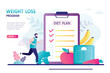 © Marina - Jogging man and eats according to plan. Concept of healthy food, diet and weight loss program. Male character planning meals.