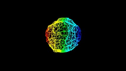 Wall Mural - Animation of spherical geometrical shape with transition in space trough time.