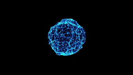 Wall Mural - Animation of spherical geometrical shape with transition in space trough time.