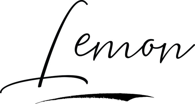 Lemon Calligraphy Handwritten Typography Text on
White Background