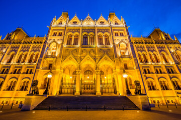 Parliament in Budapest at night, Hungary