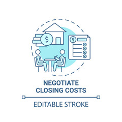 Leinwandbilder - Negotiate closing costs concept icon. First-time homebuyer tip idea thin line illustration. Discounts and rebates. Home insurance. Vector isolated outline RGB color drawing. Editable stroke