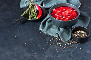 Wall Mural - Vegetable soup with beetroot and cabbage