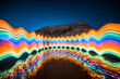 Light Painted Rainbow Reflected on River, Long Exposure Photography