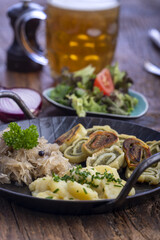 Wall Mural - bavarian maultaschen pasta in a pan