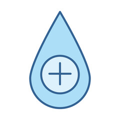 Sticker - medical health drop blood donate line fill blue icon