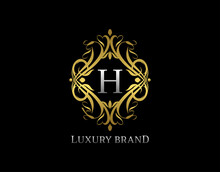 Luxury Gold Monogram H Letter Logo. Classic Golden Badge Design For Royalty, Letter Stamp, Boutique,  Hotel, Heraldic, Jewelry, Wedding.