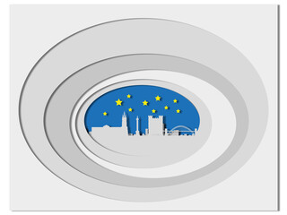 Poster - newcastle city skyline background, paper cut technique