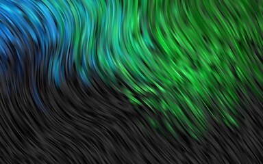 Poster - dark blue, green vector pattern with bent ribbons.