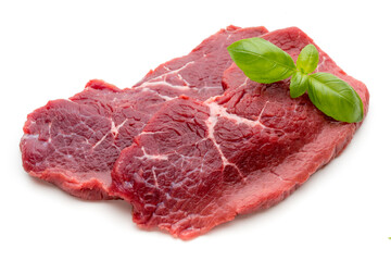 Fresh raw beef steak isolated on white.